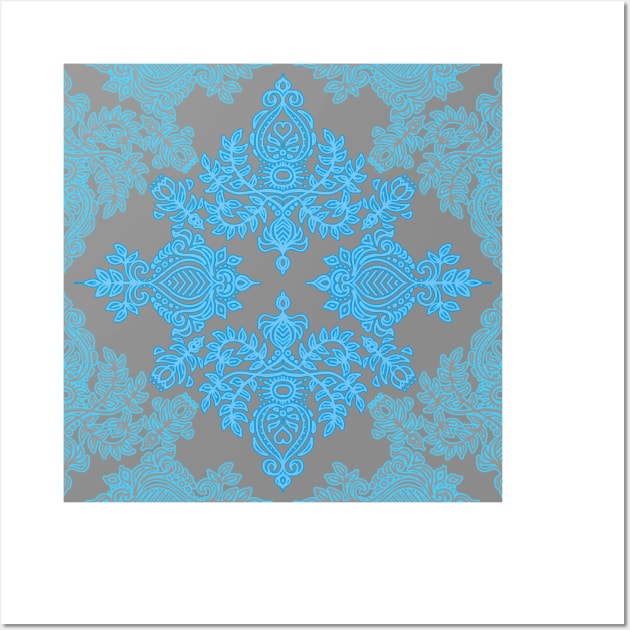 Turquoise Tangle - sky blue, aqua & grey pattern Wall Art by micklyn